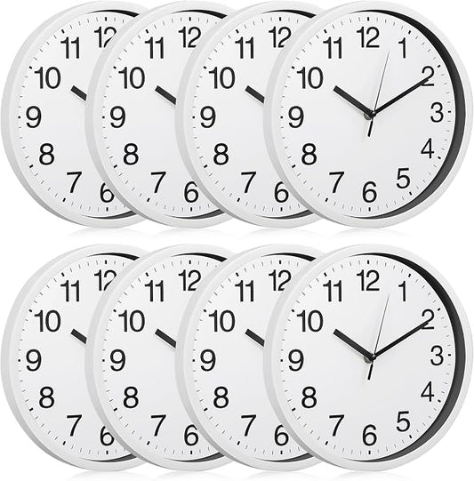 Inbagi 8 Pcs Wall Clock Large Silent Battery Operated Wall Clocks Modern Non by Inbagi
