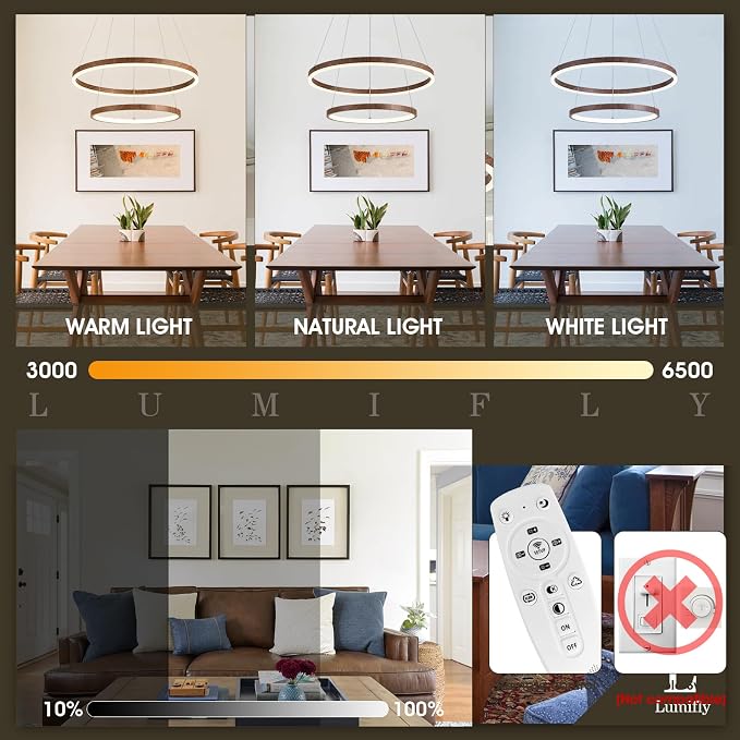 2 Rings Chandelier Modern LED Pendant Light - Image 4
