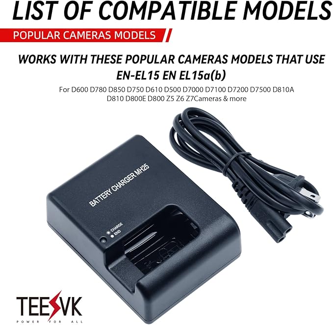 MH-25A Battery Charger for Nikon EN-EL15 EN-EL15a EN-EL15b Batteries Compatible - Image 6