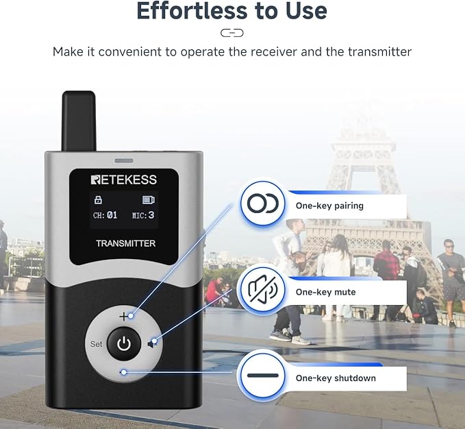 Retekess T130U Wireless Tour Guide System, Church Translation System, One-Key - Image 4