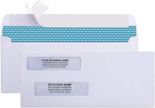 Aimoh #8 Double Window Self Seal Security Envelopes - for Business Checks, QuickBooks & Quicken Checks, Size 3 5/8 x 8 11/16 Inches - Checks Fit Perfectly - Not for Invoices - (30180-CS)