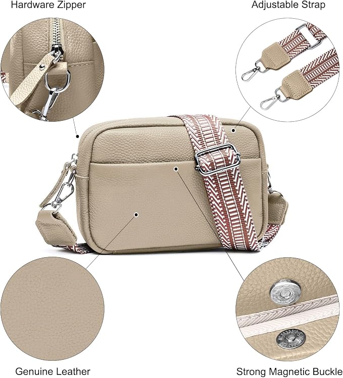 Small Crossbody Bags for Women Genuine Leather, Guitar Strap Shoulder Handbag - Image 5
