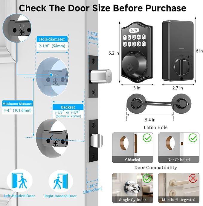 keyless Entry Door Lock deadbolt - Image 6