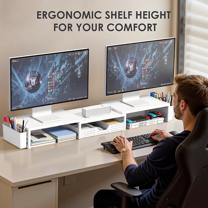 OPNICE Desk Organizers and Accessories, Dual Monitor Stand Riser - Image 2