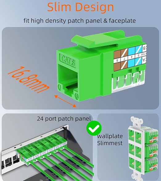 Rapink RJ45 Keystone Jack Cat6 10G Support, Keystone Jacks UTP 25 Pack - Image 2