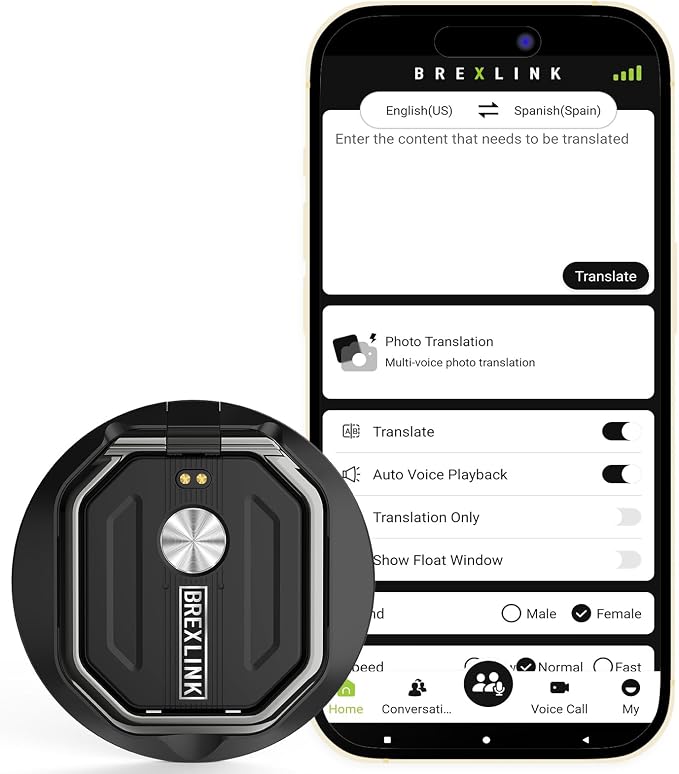 3-in-1 AI Translator Recorder, Language Translator Device, NO FEE by BrexLink