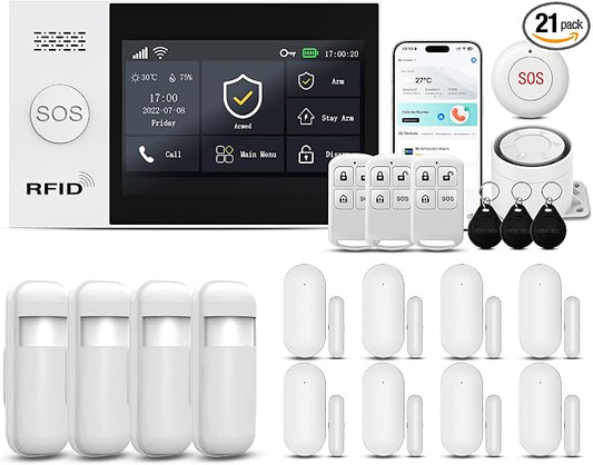 Wireless Home Security System, 4.3in Touch Screen Alarm System, 21Piece WiFi/4G by PGST