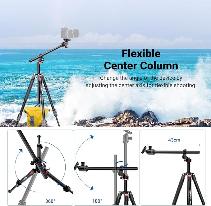 NEEWER 90 Inch Tall Overhead Horizontal Camera Tripod Monopod - Image 2