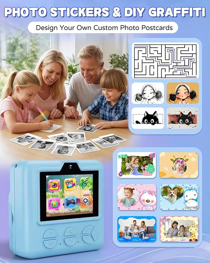 Kids Camera Instant Print with Carrying Case, Digital Selfie Camera with 6 - Image 3