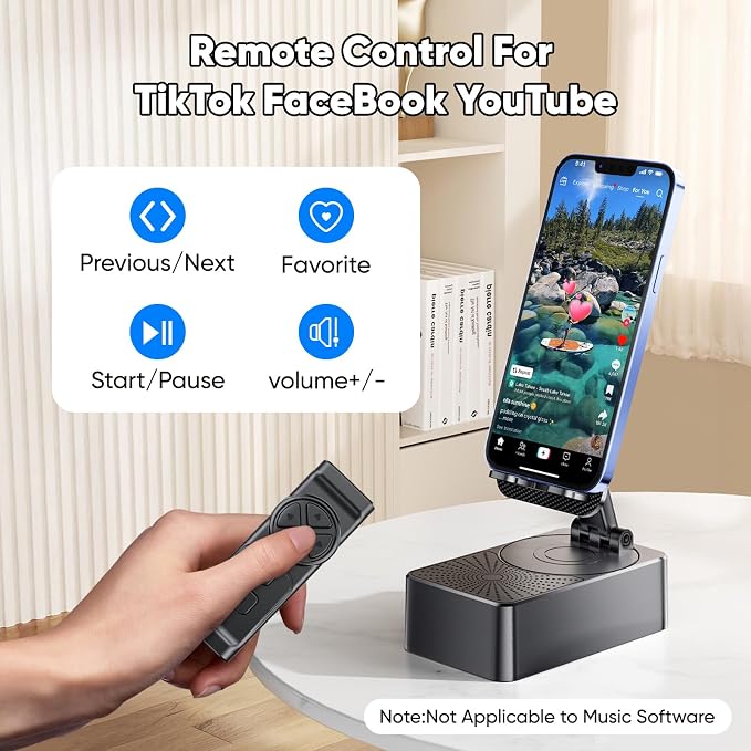 Phone Stand with Speaker with Bluetooth 5.3, Phone Stand with Remote Control & - Image 5