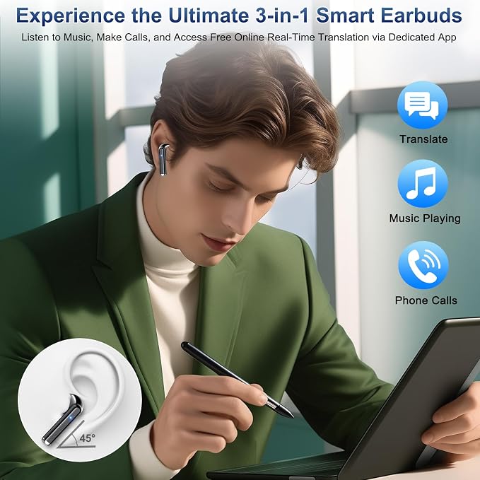 2026 AI Translation Earbuds Real Time, 165 Language Translator Earbuds 3-in-1 - Image 7