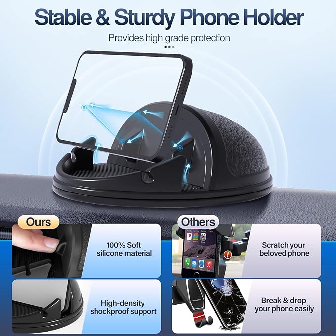 Loncaster 2 Pack Car Phone Holder Mount, Silicone Phone Mount - Image 4