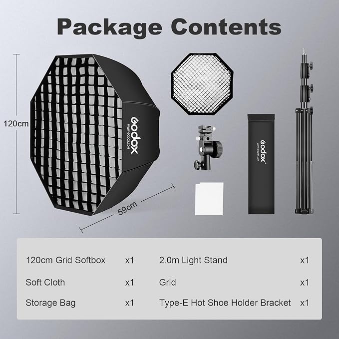 Godox 47.2"/120cm Octagon Umbrella Soft Box Kit - Image 6