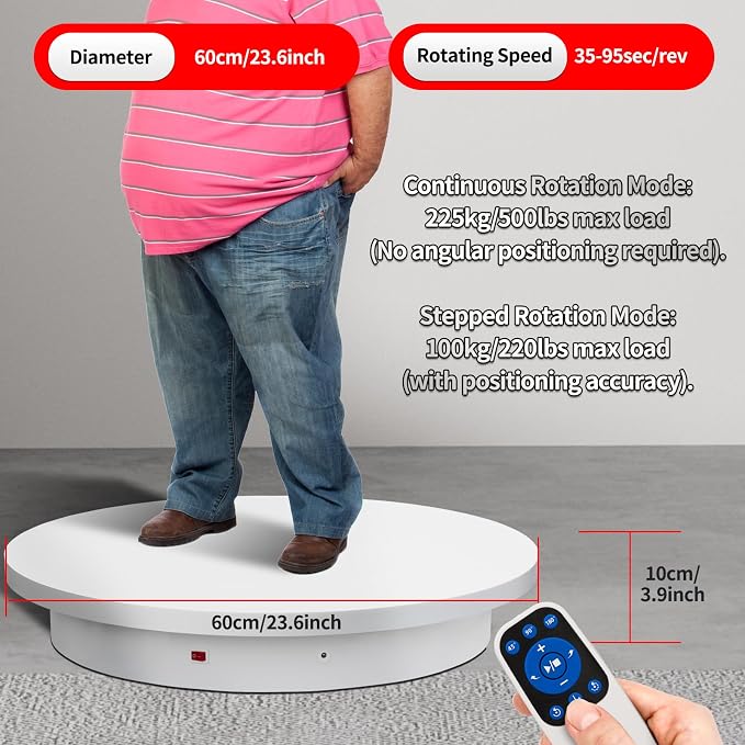 23.6In Remote Large Motorized electric turntable Rotating platform Photography - Image 7
