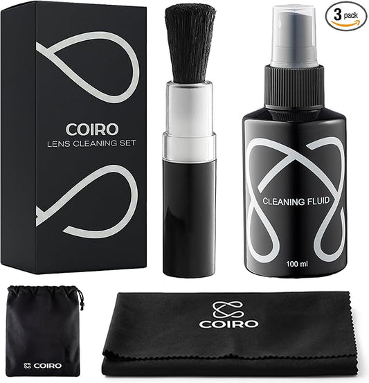 C Coiro Camera Lens Cleaning Kit 3in 1– Lens Cleaner Spray 100ml, Soft Brush & by CCoiro