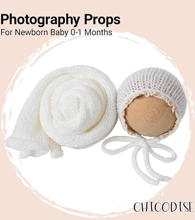 Newborn Photography Props Wraps & Ruffle Edge Bonnet - Image 5