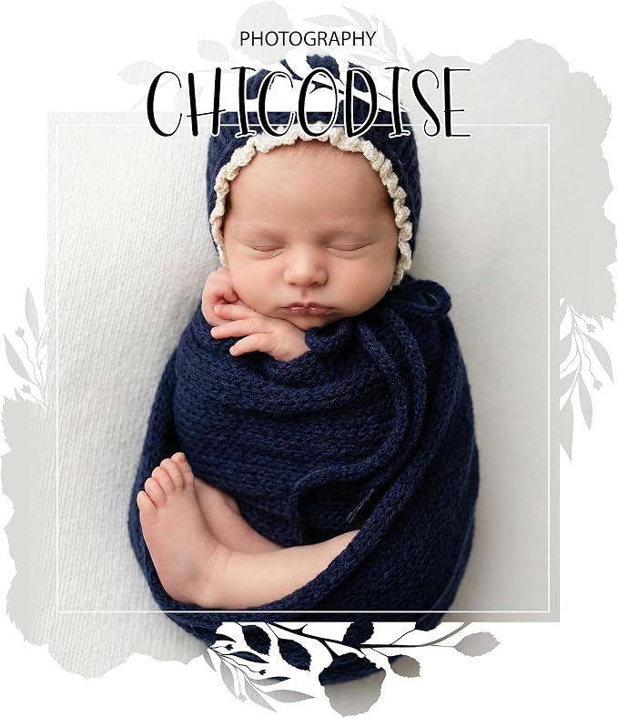 Newborn Photography Props Wraps & Ruffle Edge Bonnet - Image 4