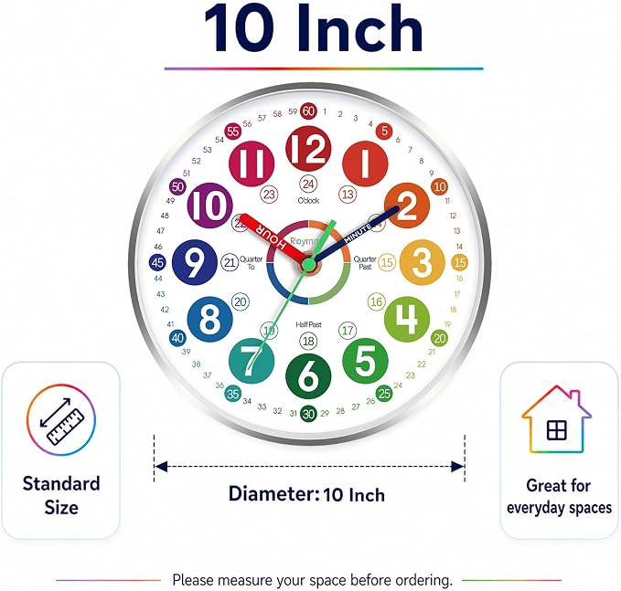 Roymnie Wall Clock for Kids Learning - Image 9