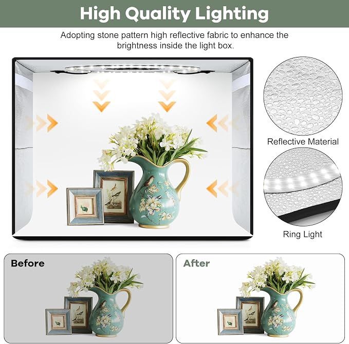 Lightdow 16"x12"x12" Photo Studio Light Box Photography - Image 6