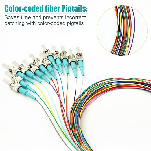 12 Strand Multimode OM3 50/125 ST-UPC Fiber Pigtail, ST OM3 Fiber Optic Pigtail - Image 3