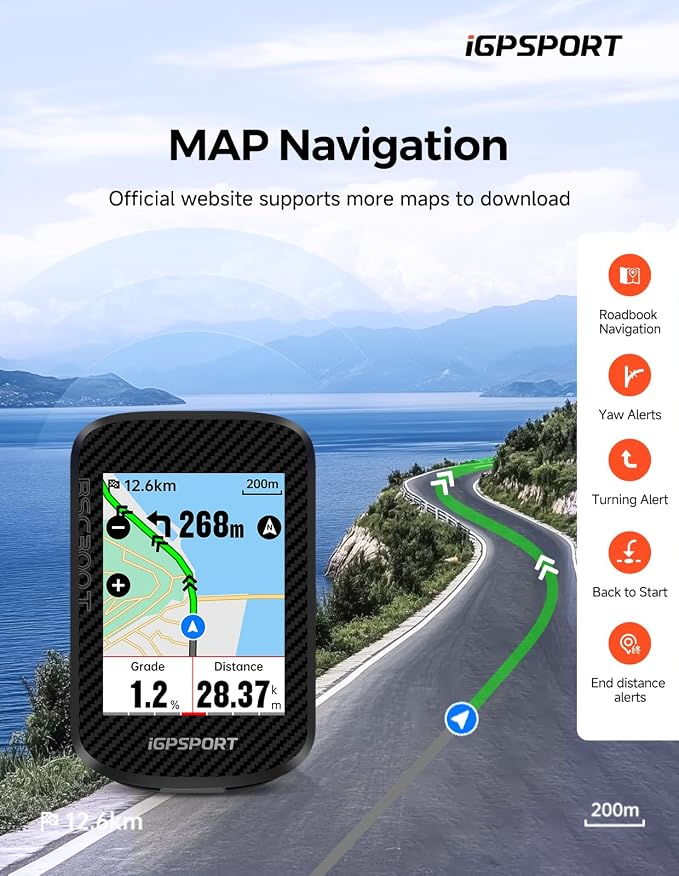 iGPSPORT BSC300T Wireless Bike Computer GPS, Touchscreen Offline MAP Navigation - Image 2