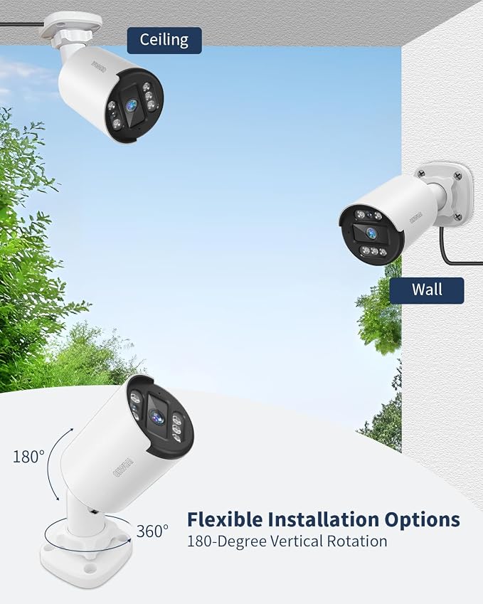 《122°Wide Angle & 80FT Night Vision》Outdoor Wired Security Camera System - Image 9