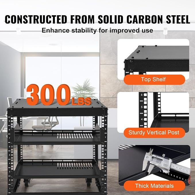 VEVOR 9U Open Frame Server Rack, Free Standing or Wall Mount Network Server Rack - Image 4