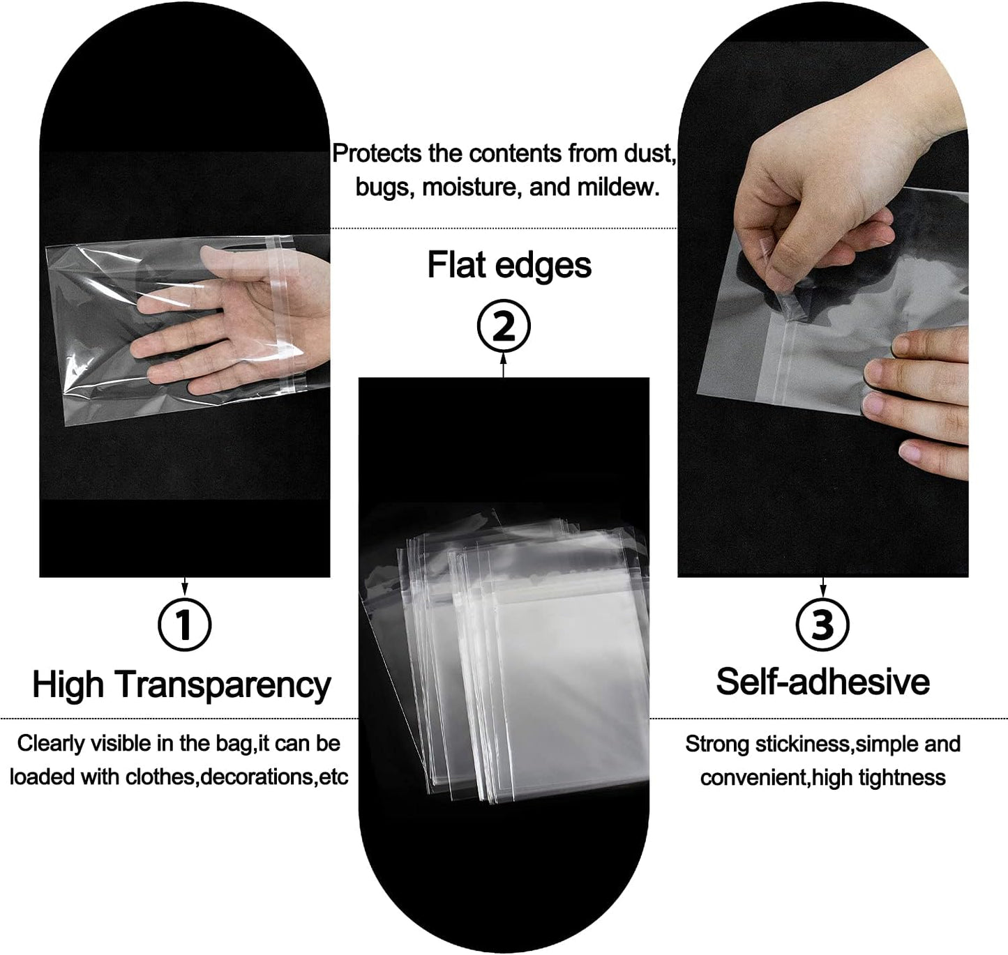 AUEAR 18" x 24" (100 Pack) Clear Plastic Sleeves - Acid Free 1.6mil Crystal Resealable Bags -Fit for Clothing, Household, Premium Packaging