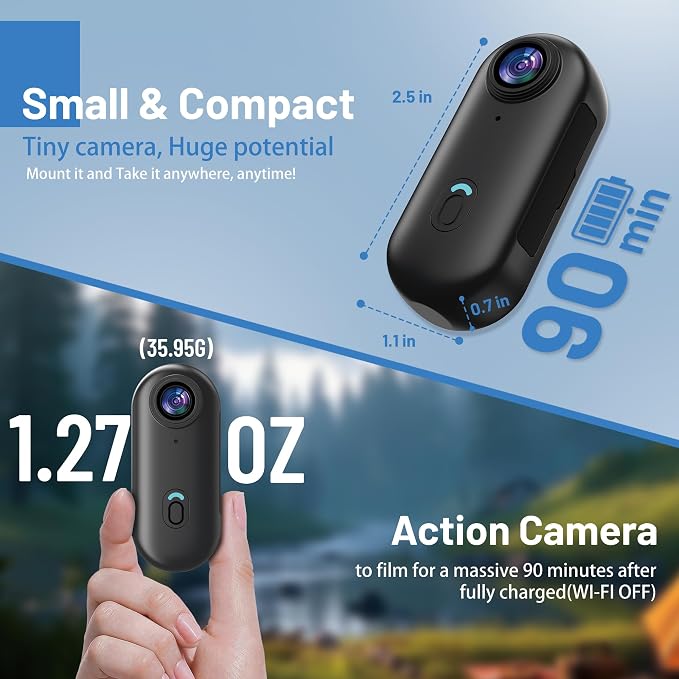 4K Mini WiFi Action Camera 128GB Thumb POV Portable Body Cam Wearable Video - Image 2