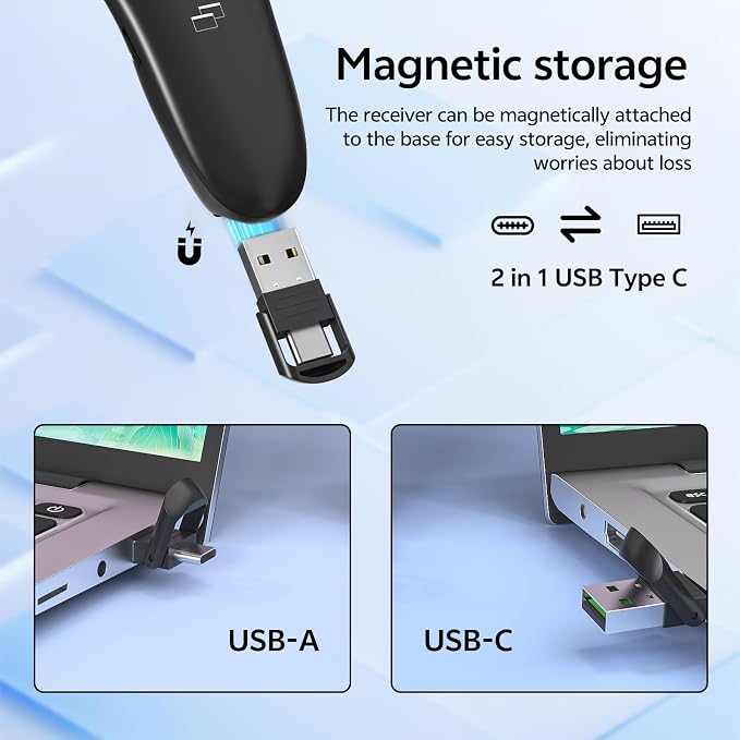 Presentation Clicker with Case Storage Wireless Presenter Remote USB Type C - Image 4