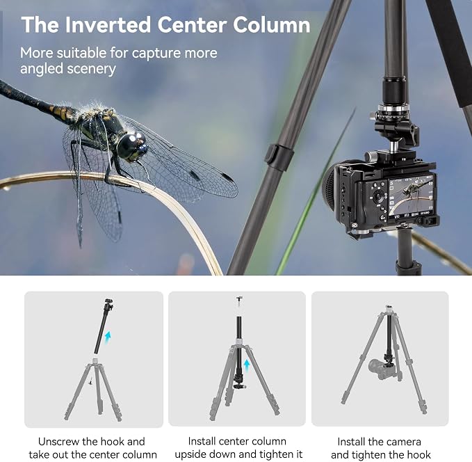 SmallRig AP-20 Carbon Fiber Tripod, 62.2" Camera Tripod Monopod - Image 4