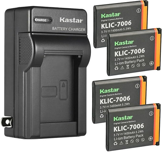Kastar 4-Pack K7006 Battery and AC Wall Charger Replacement by Kastar