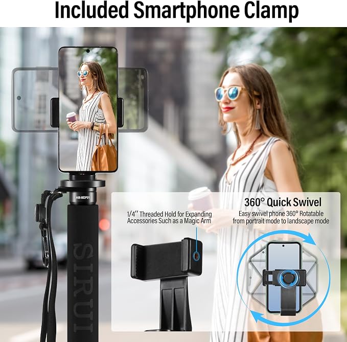 SIRUI Carbon Fiber Monopod for cameras, 6 Sections, Load up 15kg, included - Image 6
