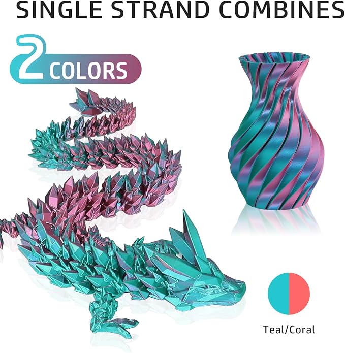LOVOON 3D Printing Filament PLA, Silk Multicolor PLA Filament 1.75mm, DualColor - Image 3