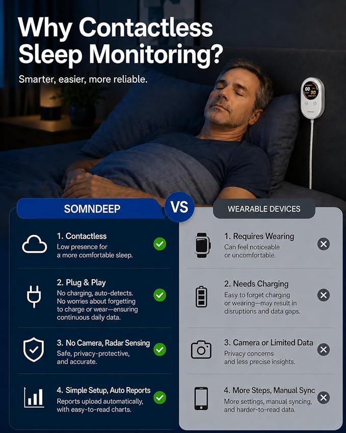 Contactless Smart Sleep Tracker, Bedside Sleep Monitor Wellness Device - Image 7