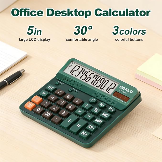 Pendancy Desk Calculator Large Display, 5in LCD 12-Digit, Large Button - Image 2
