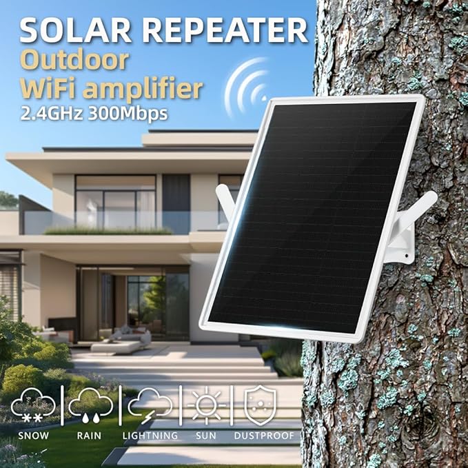 LCLCTEK® WiFi Extender Signal Booster Solar Battery Outdoor, Long Range up to - Image 2