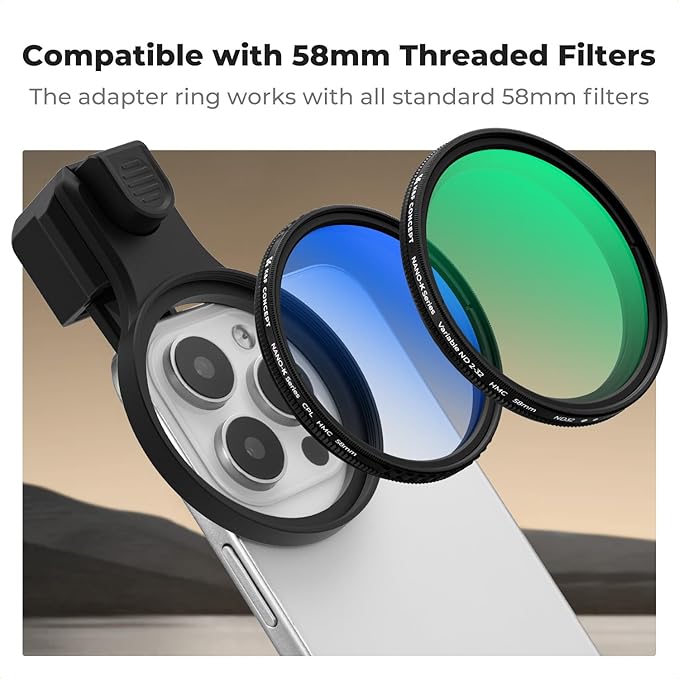 K&F CONCEPT 58mm Press-on Phone Lens Filter Adapter, Compatible - Image 3