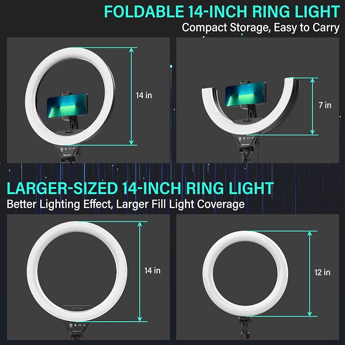UBeesize 14'' LED Foldable Ring Light - Image 2
