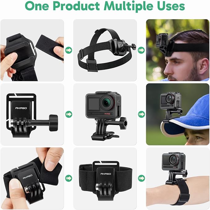 AKASO 2-in-1 Quick Release Adjustable Head Strap Mount - Image 2