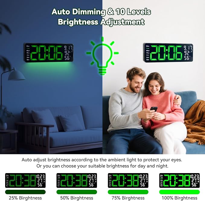 Digital Wall Clock Large Display, 17.3" Digital Clock - Image 6