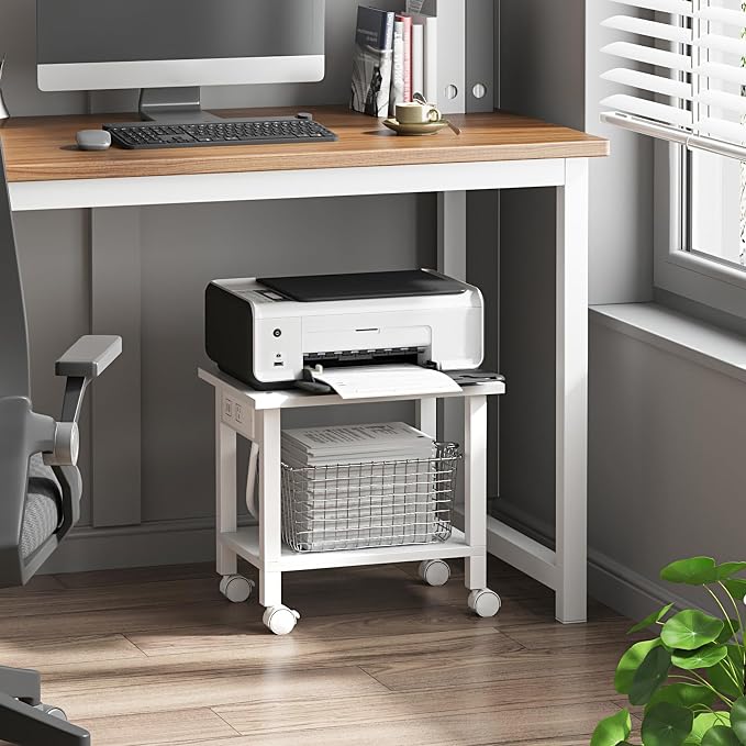 TUTOTAK 2 Tier Printer Stand, Rolling Printer Cart - Image 2