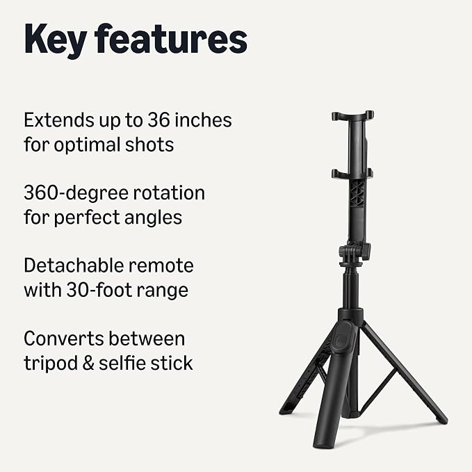 Amazon Basics 36" Portable Selfie Stick Mini Tripod - Image 2