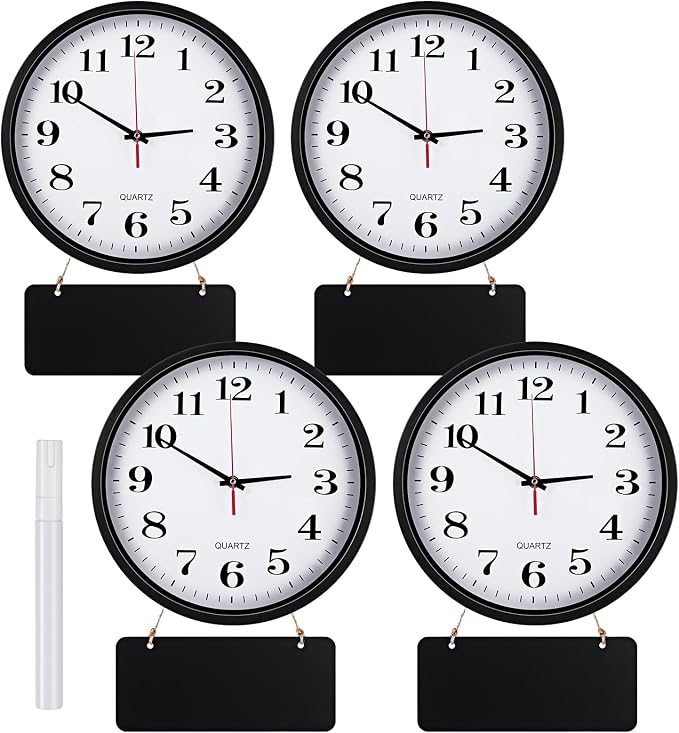 Silent Wall Clocks with Chalkboards and Marker, Battery Operated Round Multi by Tianxunewtig