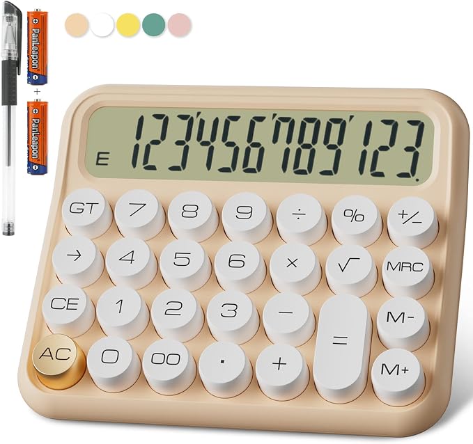 Mechanical Calculator 12 Digit Extra Large 5-Inch LCD Display, DECKLIT Battery by DECKLIT