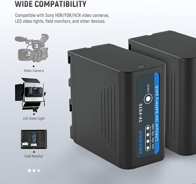 Neewer Basics 2Pcs NP-F970 Replacement Batteries 7800mAh, Compatible - Image 5