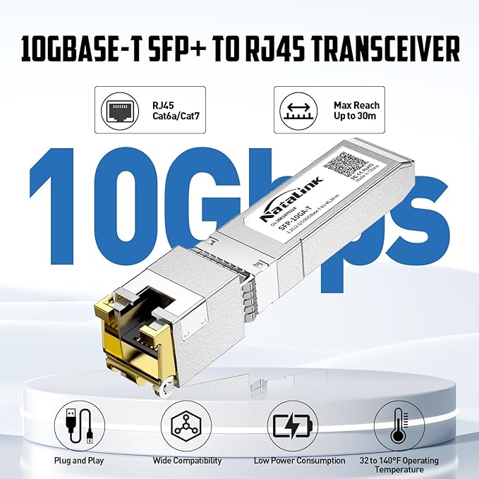 2-Pack 10G SFP+ to RJ45 Transceiver, Auto-Negotiation Copper SFP to Ethernet - Image 2