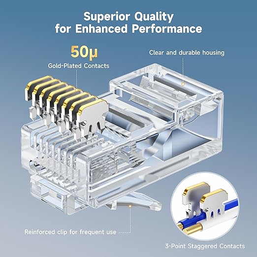 Cable Matters 100-Pack Cat 6 Pass Through RJ45 Connectors, 50µ Gold Plated - Image 4