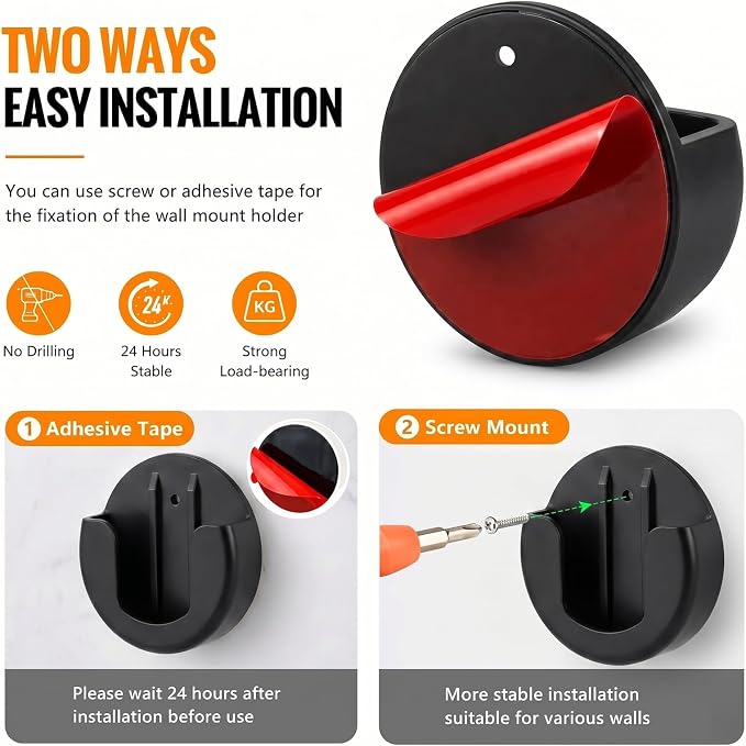 2 Pack Adhesive Indoor Wall Mount, Two Ways Easy Installation - Image 4