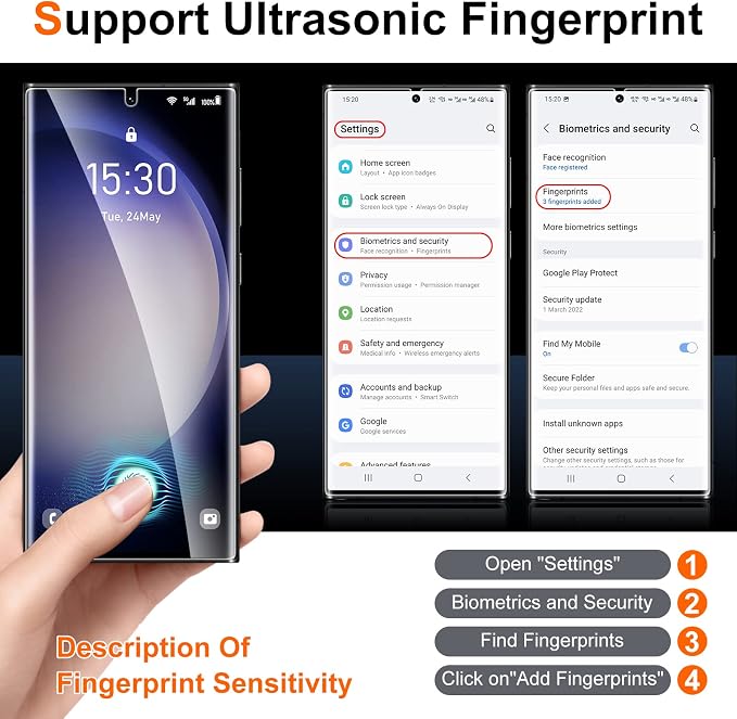 UniqueMe Compatible for Samsung Galaxy S23 Ultra 6.8 inch Screen Protector - Image 3